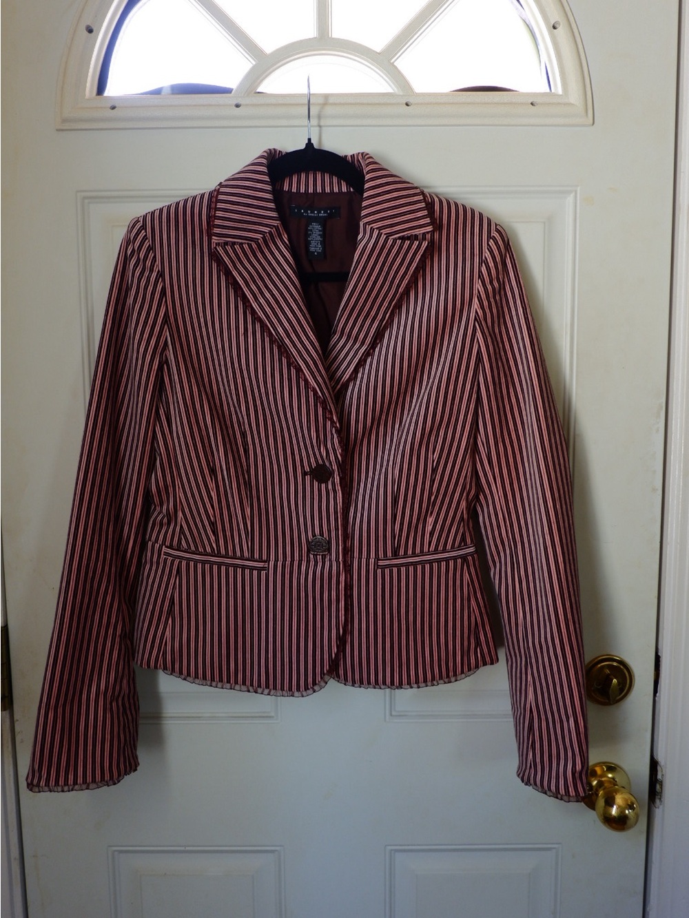 Laundry By Shelli Segal Pink and Black Striped Blazer